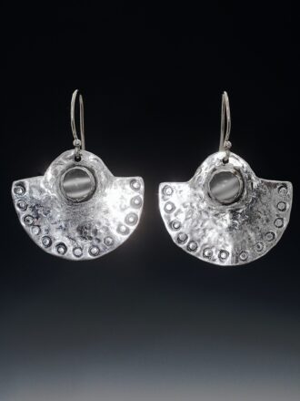 Full Moon White Moonstone Silver Earrings