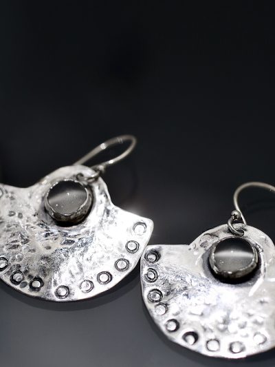 Full Moon White Moonstone Silver Earrings