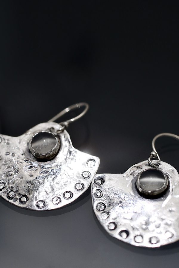 Full Moon Moonstone Silver Earrings