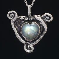 Labradorite Heart of the Sea Silver Necklace