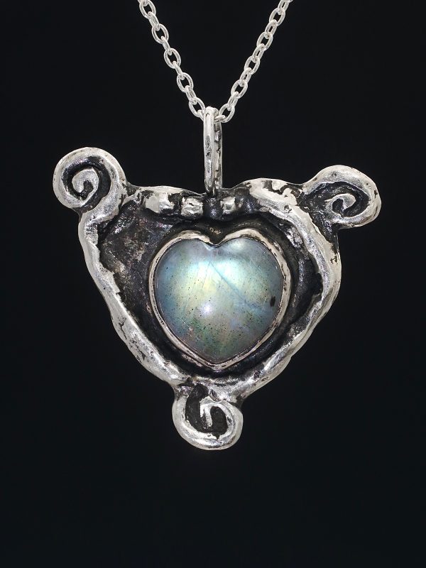 Labradorite Heart of the Sea Silver Necklace