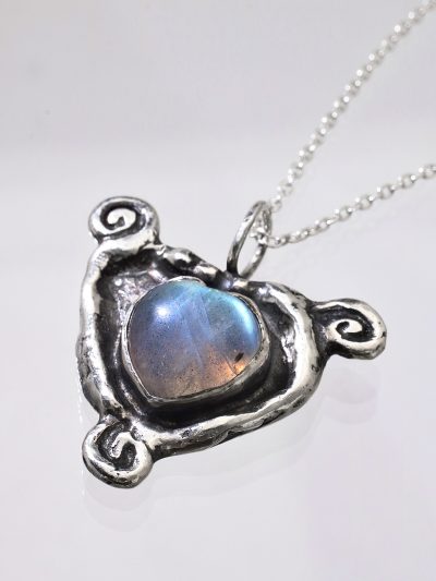 Labradorite Heart of the Sea Silver Necklace