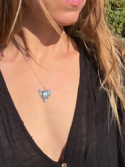 Labradorite Heart of the Sea Silver Necklace