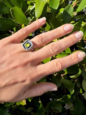 Peridot Pyramid Silver Ring