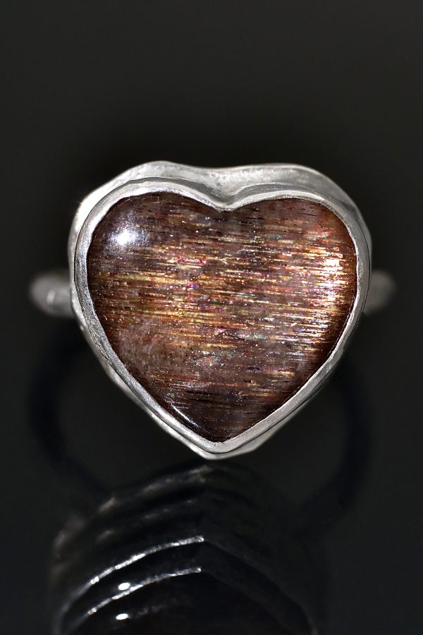 Sunstone Ancient Heart Silver Ring