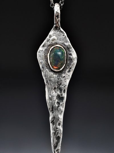 Dark Opal Silver Comet Necklace