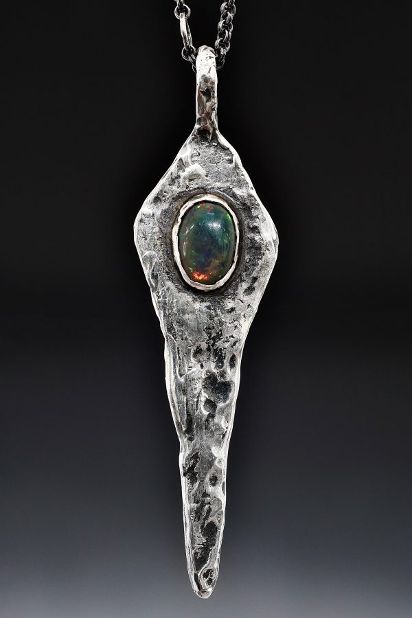 Dark Opal Silver Comet Necklace
