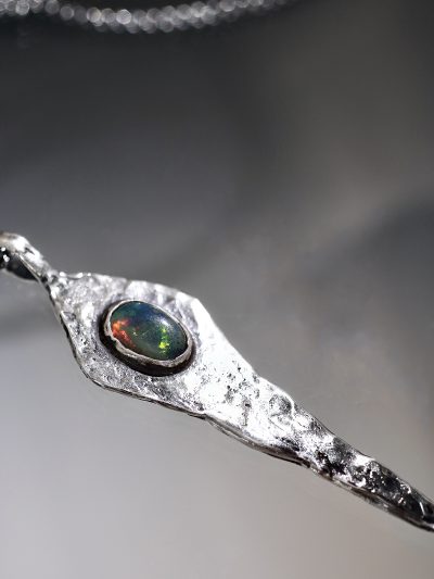 Dark Opal Silver Comet Necklace