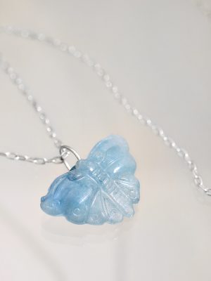 Aquamarine Amulet Butterfly Silver Necklace