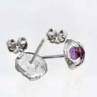 Amethyst Silver Claw Stud Earrings