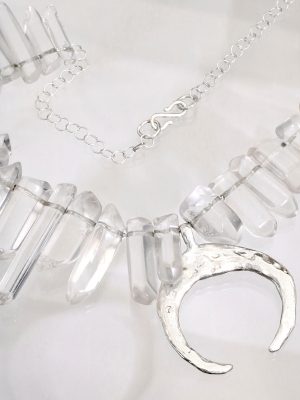 Crystal Halo Silver Moon Necklace