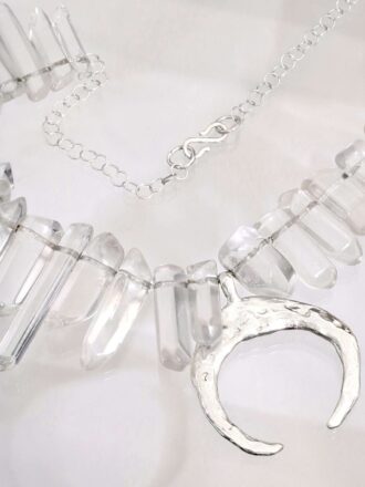 Crystal Halo Silver Moon Necklace