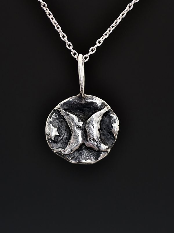 Double Crescent Moon Silver Coin Necklace