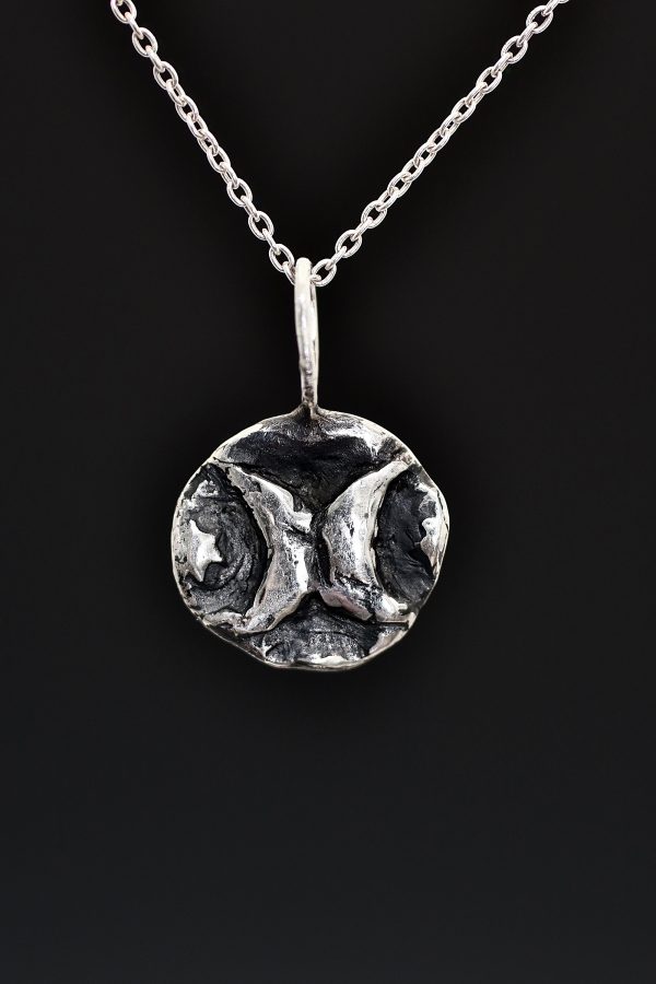 Double Crescent Moon Silver Coin Necklace