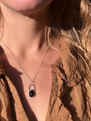 Onyx Amulet Silver Necklace