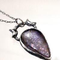 Triple Moon Goddess Iolite Silver Necklace