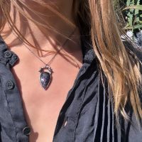 Triple Moon Goddess Iolite Silver Necklace