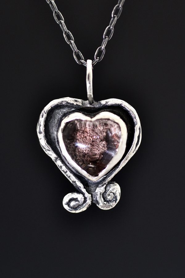 Silver Mermaid Heart Quartz Necklace