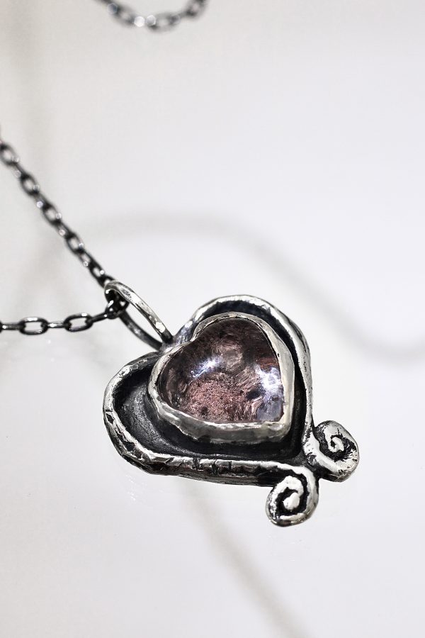 Silver Mermaid Heart Quartz Necklace