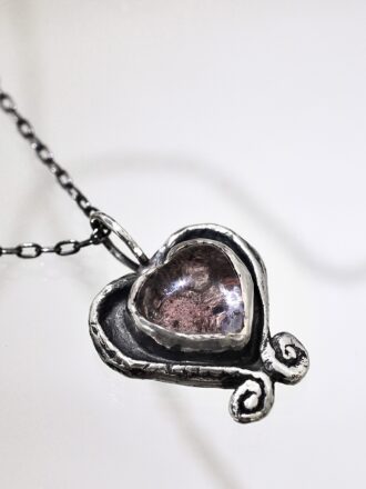 Silver Mermaid Heart Quartz Necklace