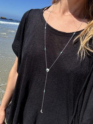 Silver Mermaid Moon Rosary Necklace