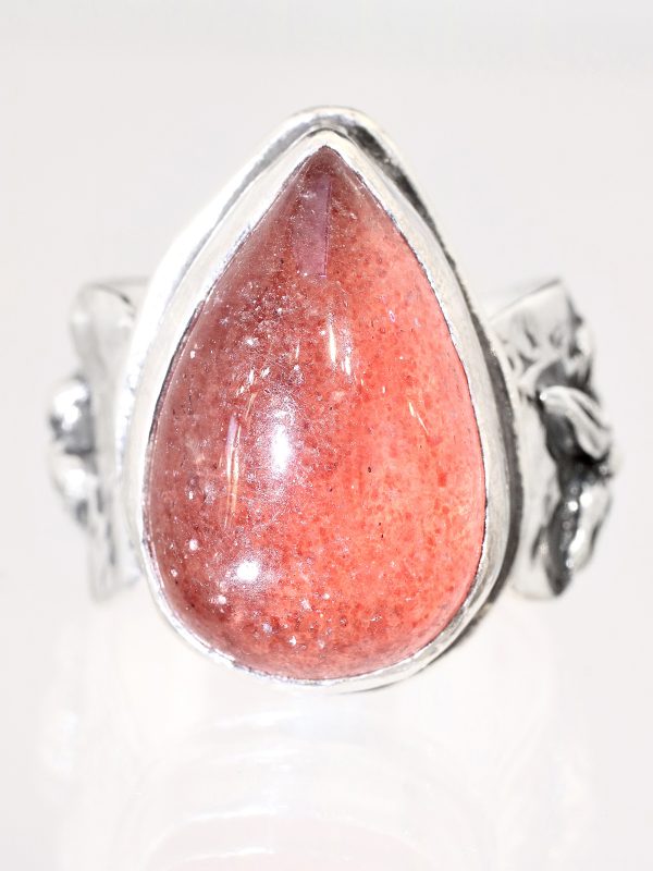 Strawberry Quartz Flower Power Silver Ring