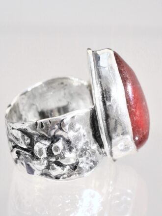 Strawberry Quartz Flower Power Silver Ring