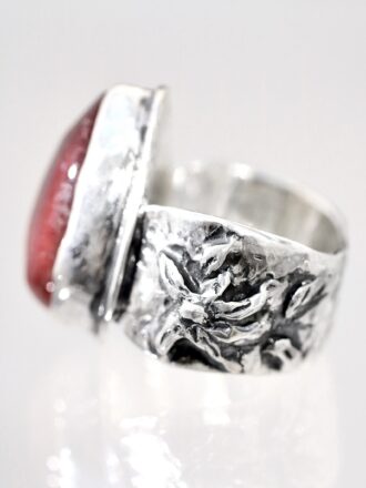 Strawberry Quartz Flower Power Silver Ring