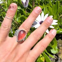 Strawberry Quartz Flower Power Silver Ring