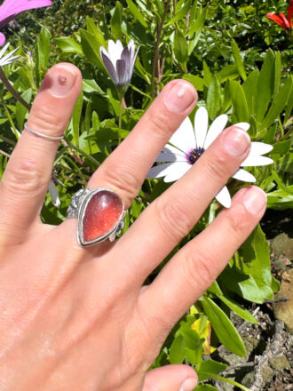 Strawberry Quartz Flower Power Silver Ring