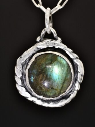 Labradorite Oracle Talisman Silver Necklace