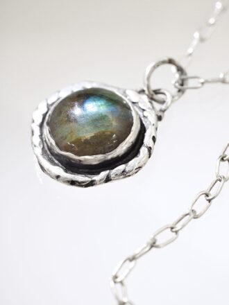 Labradorite Oracle Talisman Silver Necklace