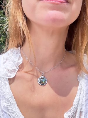 Labradorite Oracle Talisman Silver Necklace