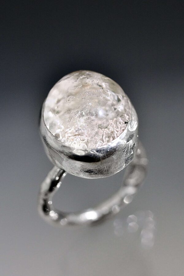 Silver Crystal Ball Ring