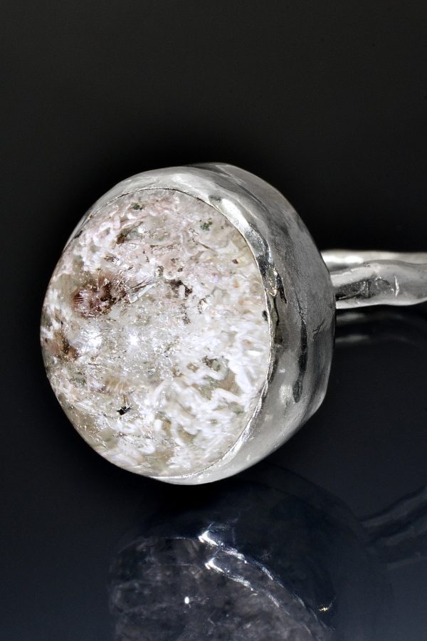 Silver Crystal Ball Ring