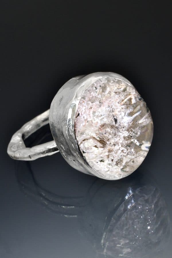 Silver Crystal Ball Ring