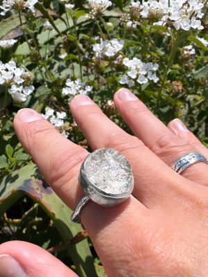 Silver Crystal Ball Ring