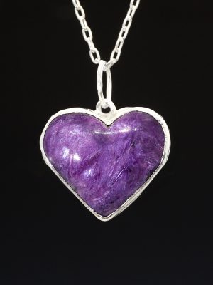 Charoite Heart Silver Necklace