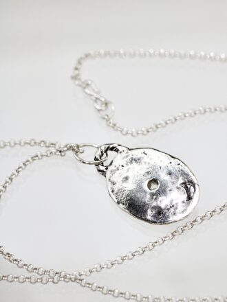 Rose Cut Diamond Shield Silver Necklace