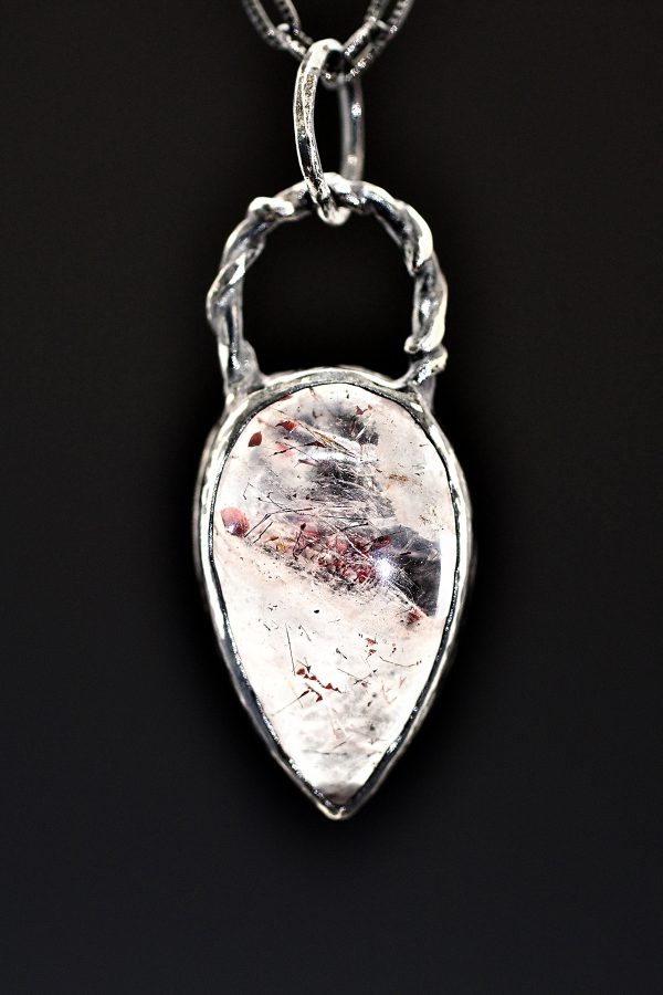 Hematite Quartz Talisman Silver Necklace