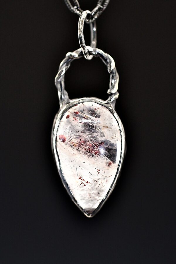 Hematite Quartz Talisman Silver Necklace