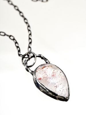 Hematite Quartz Talisman Silver Necklace