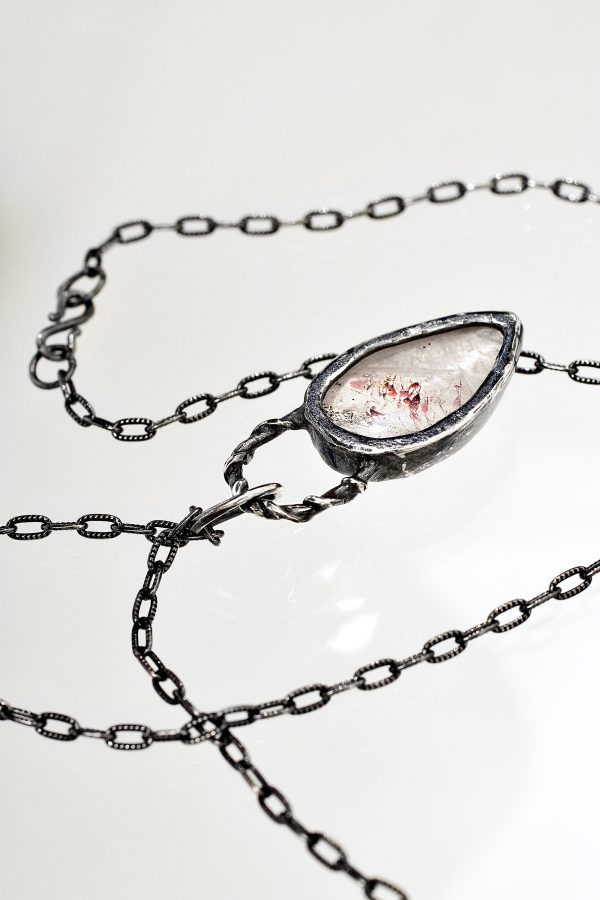 Hematite Quartz Talisman Silver Necklace