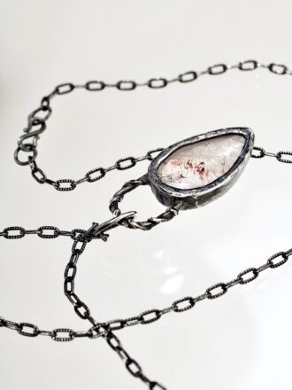 Hematite Quartz Talisman Silver Necklace