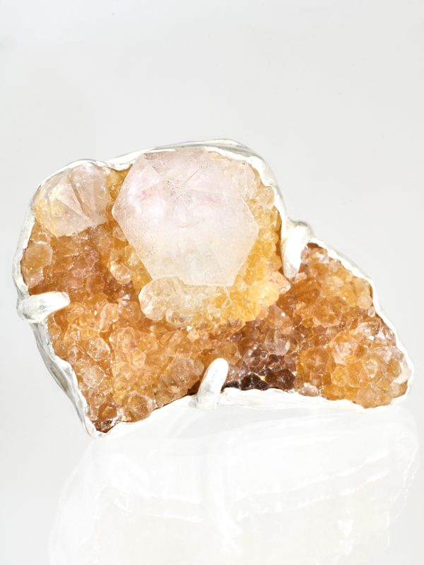 Fairy Quartz Crystal Silver Ring