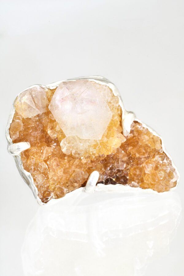 Fairy Quartz Crystal Silver Ring