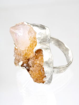 Fairy Quartz Crystal Silver Ring