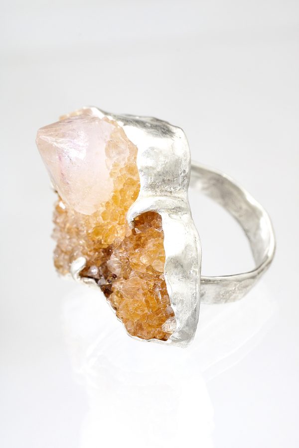 Fairy Quartz Crystal Silver Ring