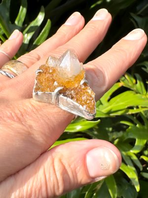 Fairy Quartz Crystal Silver Ring