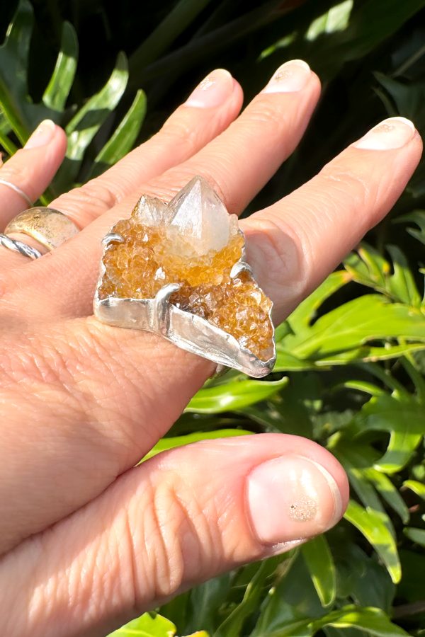 Fairy Quartz Crystal Silver Ring